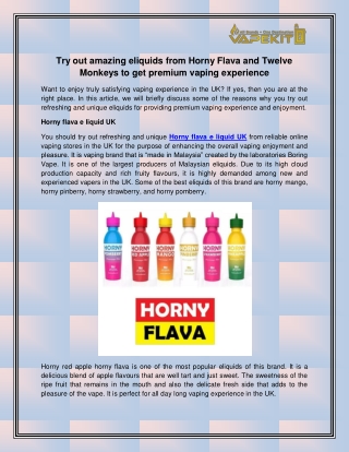 Horny flava e liquid UK