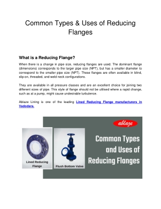 Common Types & Uses of Reducing Flanges
