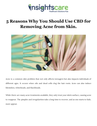 5 Reasons Why Should You Use CBD for Removing Acne from Skin.