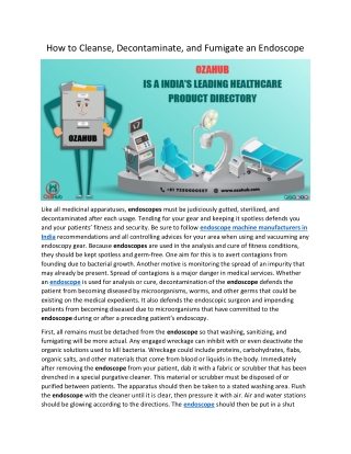 How to Cleanse, Decontaminate, and Fumigate an Endoscope