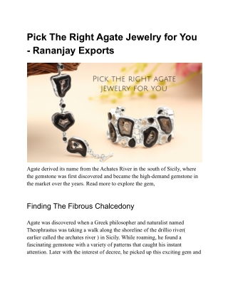 Pick The Right Agate Jewelry for You - Rananjay Exports