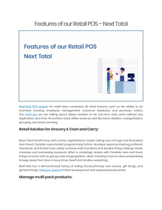 Features of our Retail POS – Next Total