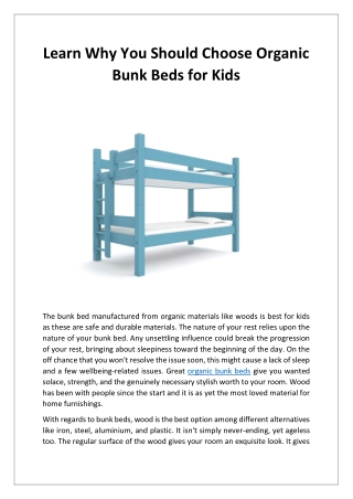 Learn Why You Should Choose Organic Bunk Beds for Kids