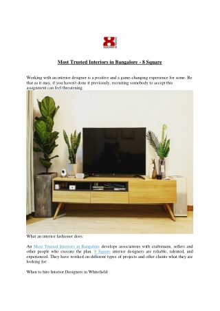 Most Trusted Interiors in Bangalore - 8Square