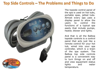 Top Side Controls – The Problems and Things to Do