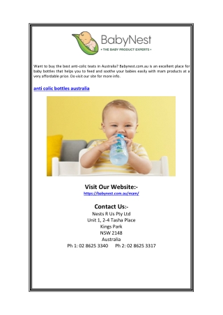 Anti Colic Bottles Australia | Babynest.com.au