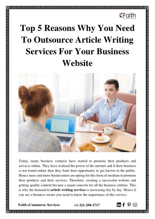 Top 5 Reasons Why You Need To Outsource Article Writing Services for Business