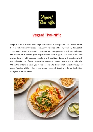 5% Off - Vegan Thai Riffic| Delivery and Takeaway Coorparoo, QLD