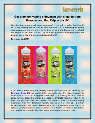 Bazooka e liquid UK