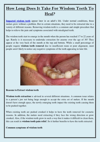 How Long Does It Take For Wisdom Teeth To Heal