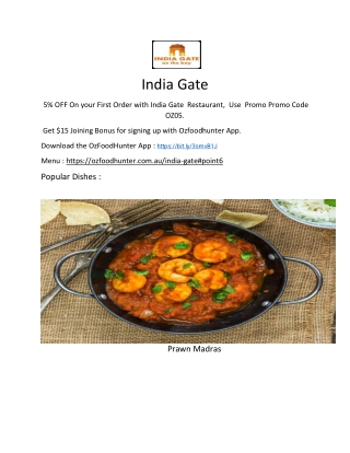 5% Off - India Gate Restaurant Menu Hervey Bay, QLD