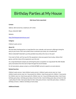 Kids House Party Long Island Online Presentations Channel