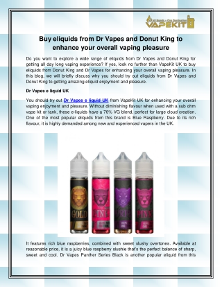 Dr Vapes e liquid UK