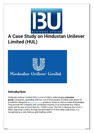 A Case Study on Hindustan Unilever Limited (HUL)