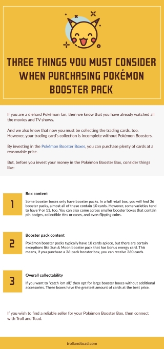 Three Things You Must Consider When Purchasing Pokémon Booster Pack