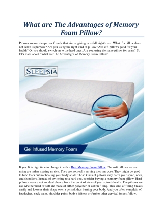 What are The Advantages of Memory Foam Pillow?