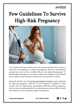Few Guidelines to Survive High-Risk Pregnancy
