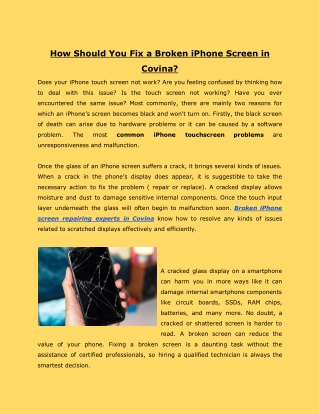 How Should You Fix a Broken iPhone Screen in Covina?