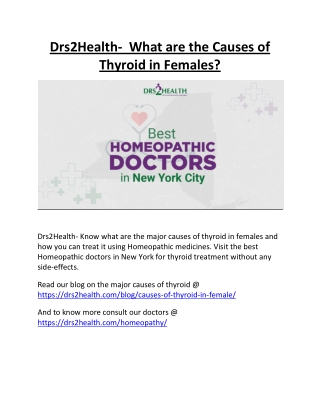 Drs2Health What are the Causes of Thyroid in Females