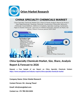 China Specialty Chemicals Market
