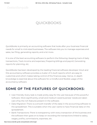 QB Online, QB for Mac, QB Desktop Products - Contactfor Guide