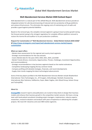Well Abandonment Services - Global Market Outlook (2020-2028)