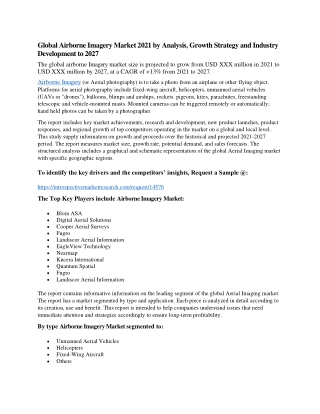 Global Airborne Imagery Market 2021 by Analysis