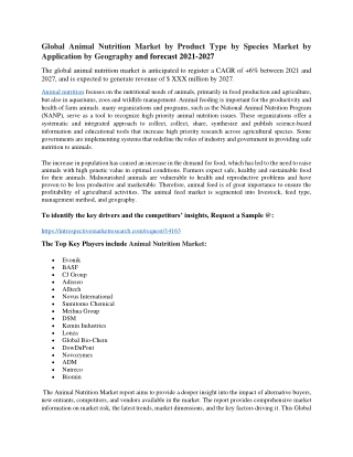 Animal Nutrition Market