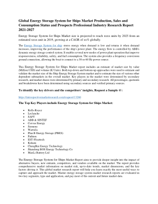 Energy Storage System for Ships Market