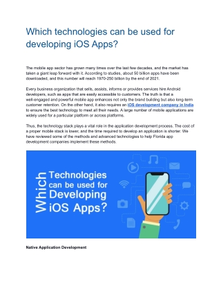 Which technologies can be used for developing iOS Apps