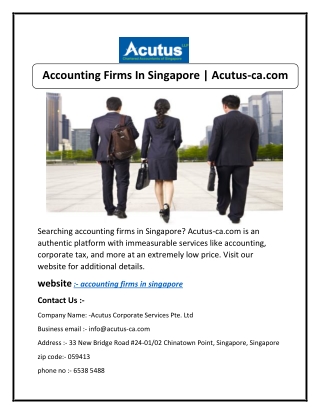 Accounting Firms In Singapore | Acutus-ca.com