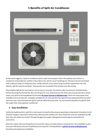 5 Benefits of Split Air Conditioner