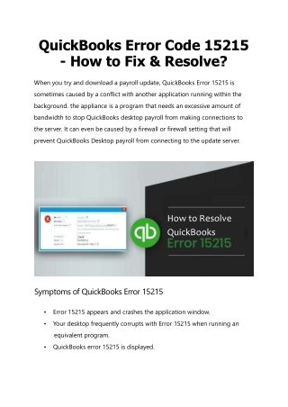 How to Get Rid of quickbooks Error 15215?