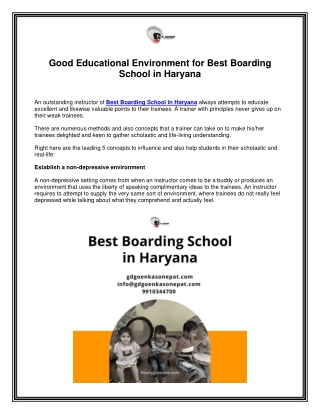 Good Educational Environment for Best Boarding School in Haryana