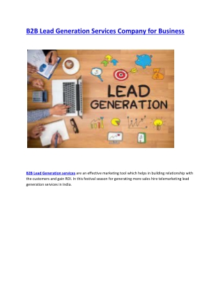 B2B Lead Generation Services Company for Business-converted