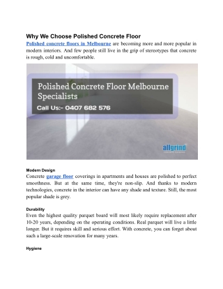 Why We Choose Polished Concrete Floor