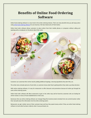 Benefits of Online Food Ordering Software