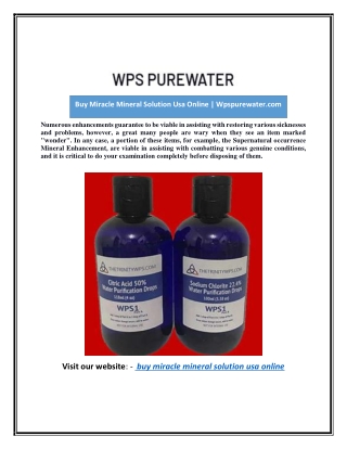 Buy Miracle Mineral Solution Usa Online | Wpspurewater.com