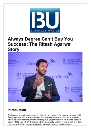 Always Degree Can’t Buy You Success The Ritesh Agarwal Story