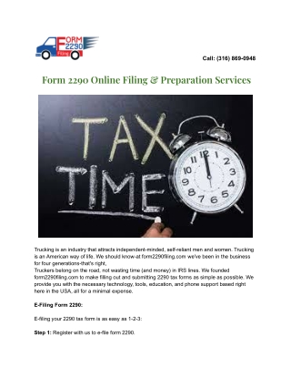 2290 Online | 2290 Tax | Form 2290 Filing | IRS Form 2290 PDF 2021