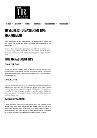 Tips & tricks to master the time management