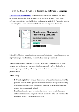 Why the Usage Graph of E-Prescribing Software Is Surging