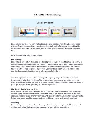 5 Benefits of Latex Printing