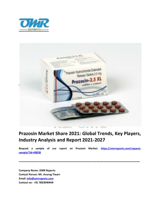 Prazosin Market: Analysis Report, Share, Trends and Overview 2021-2027