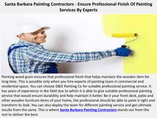 Santa Barbara Painting Contractors - Ensure Professional Finish Of Painting Serv