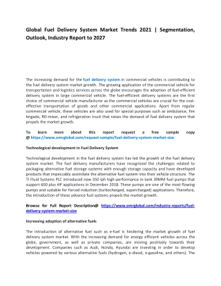 Global Fuel Delivery System Market Trends 2021