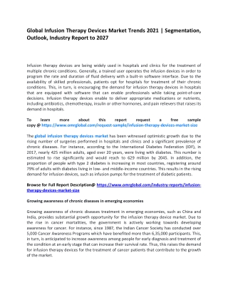 Global Infusion Therapy Devices Market Trends 2021