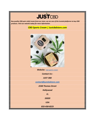 CBD Sports Cream  Justcbdstore.com