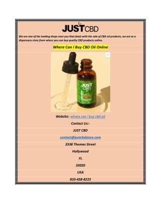 Where Can I Buy CBD Oil Online