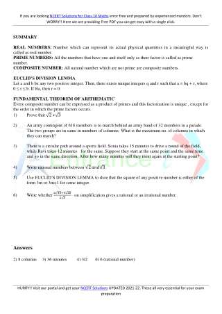 NCERT Solutions for Class 10 Maths